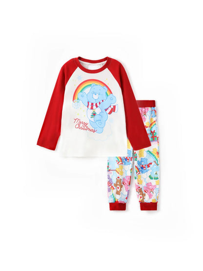 Family Matching Christmas Bear Pajama Set With Rainbow Print