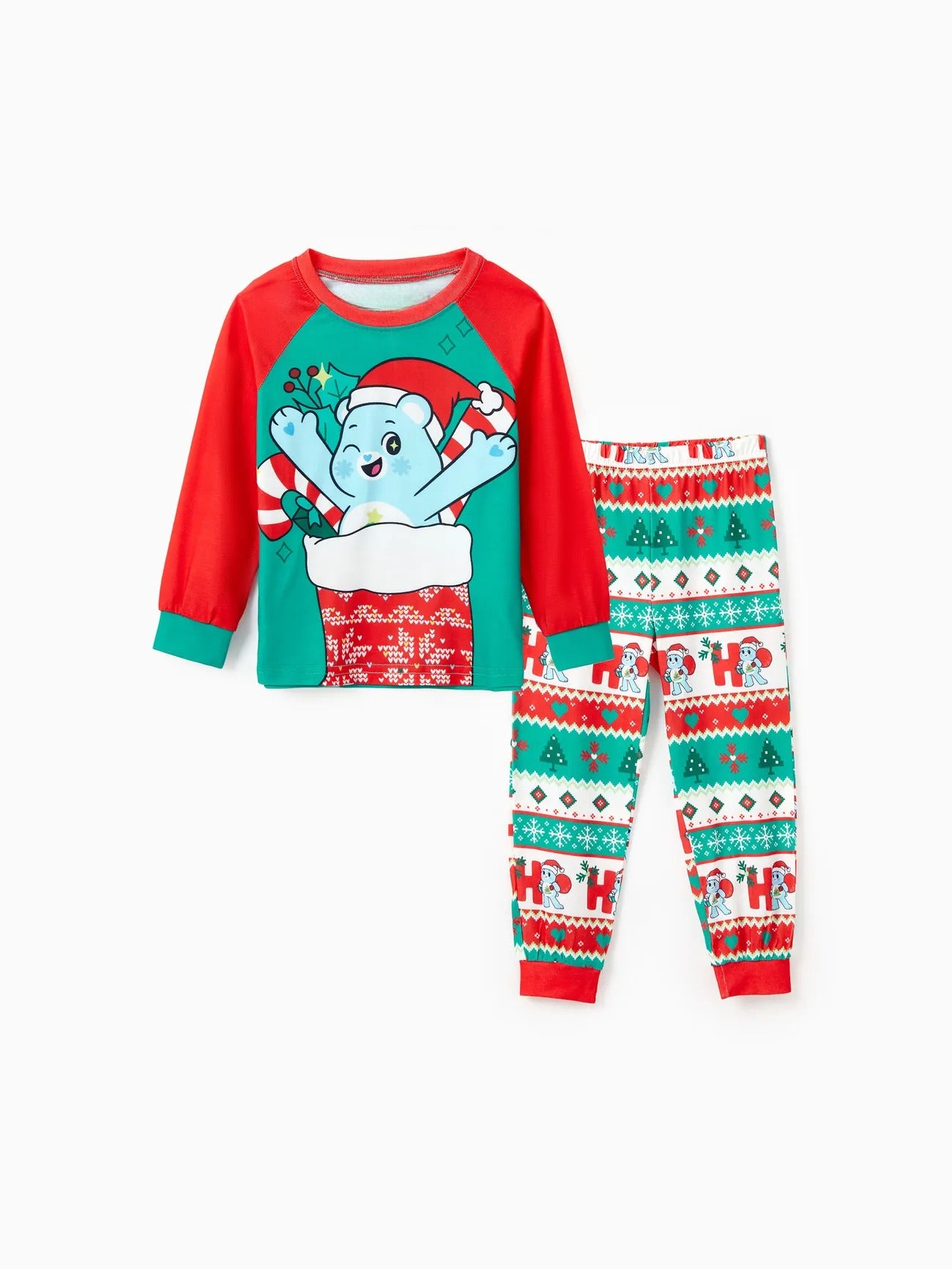 Holiday Family Matching Bear Printed Pajamas Set Kids