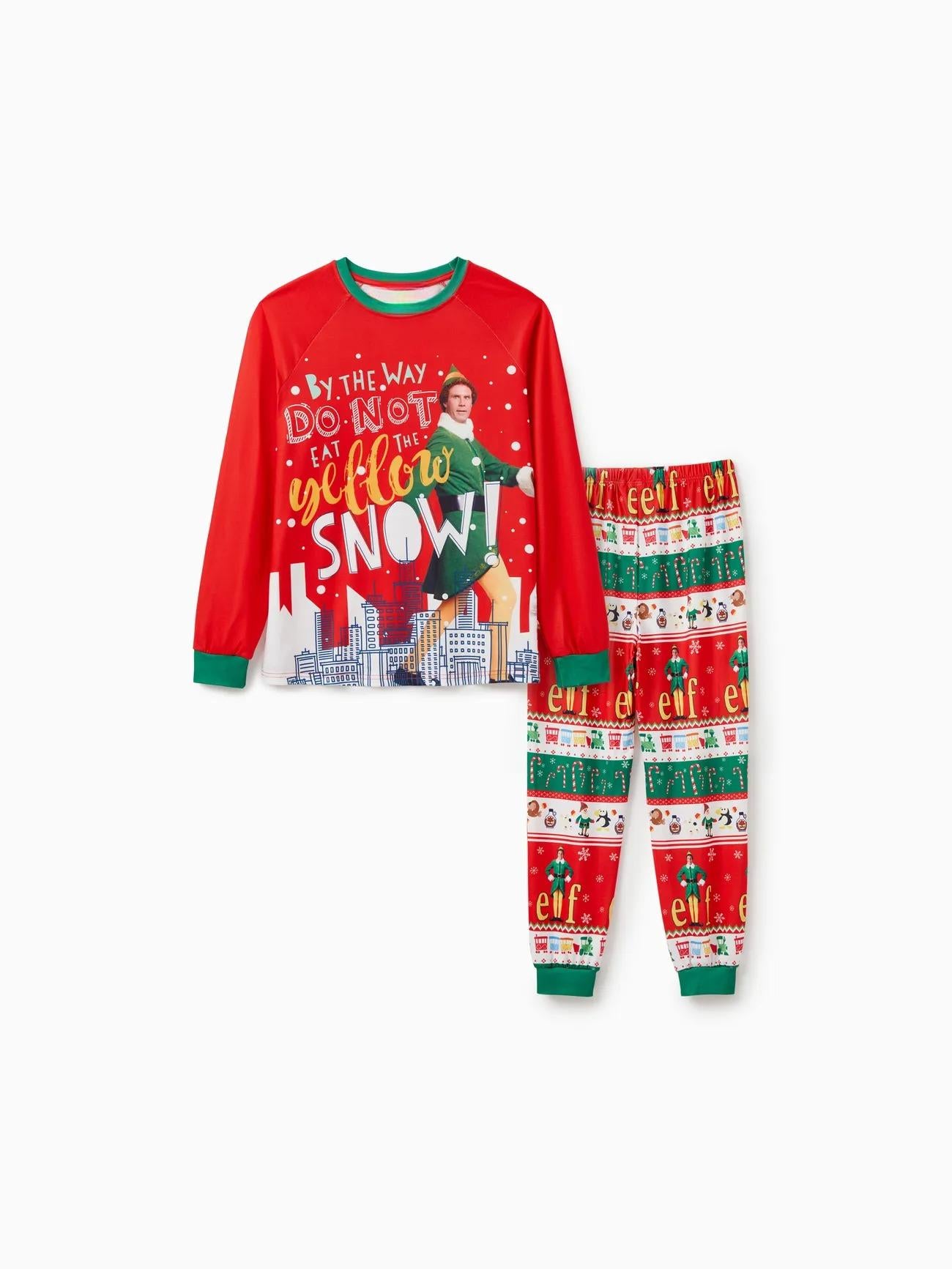 Elf Themed Printed Family Matching Christmas Pajama Set Men