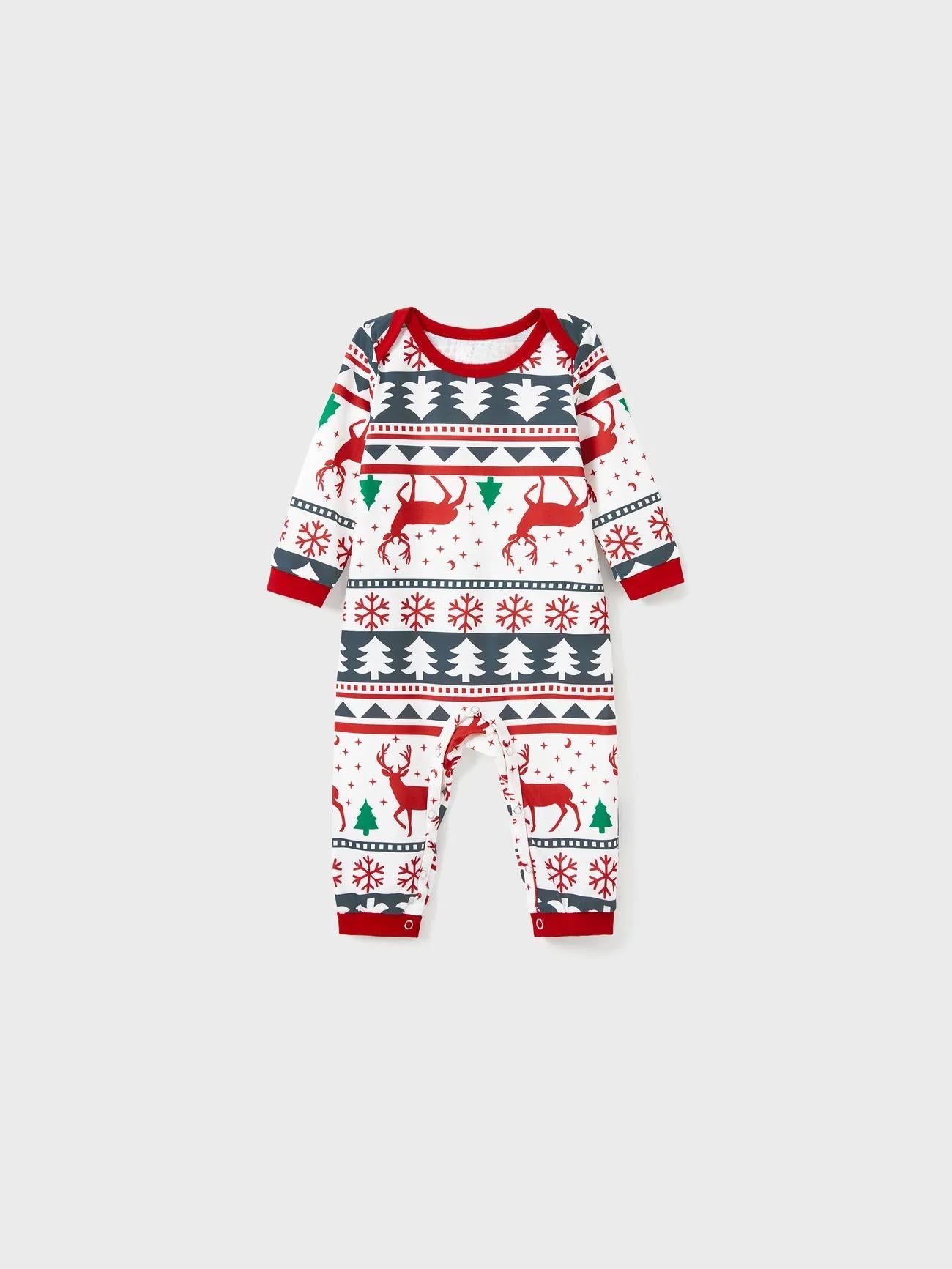 Christmas Family Matching Reindeer Print Long Sleeves Pajama Set Baby