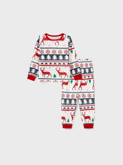 Christmas Family Matching Reindeer Print Long Sleeves Pajama Set Kids