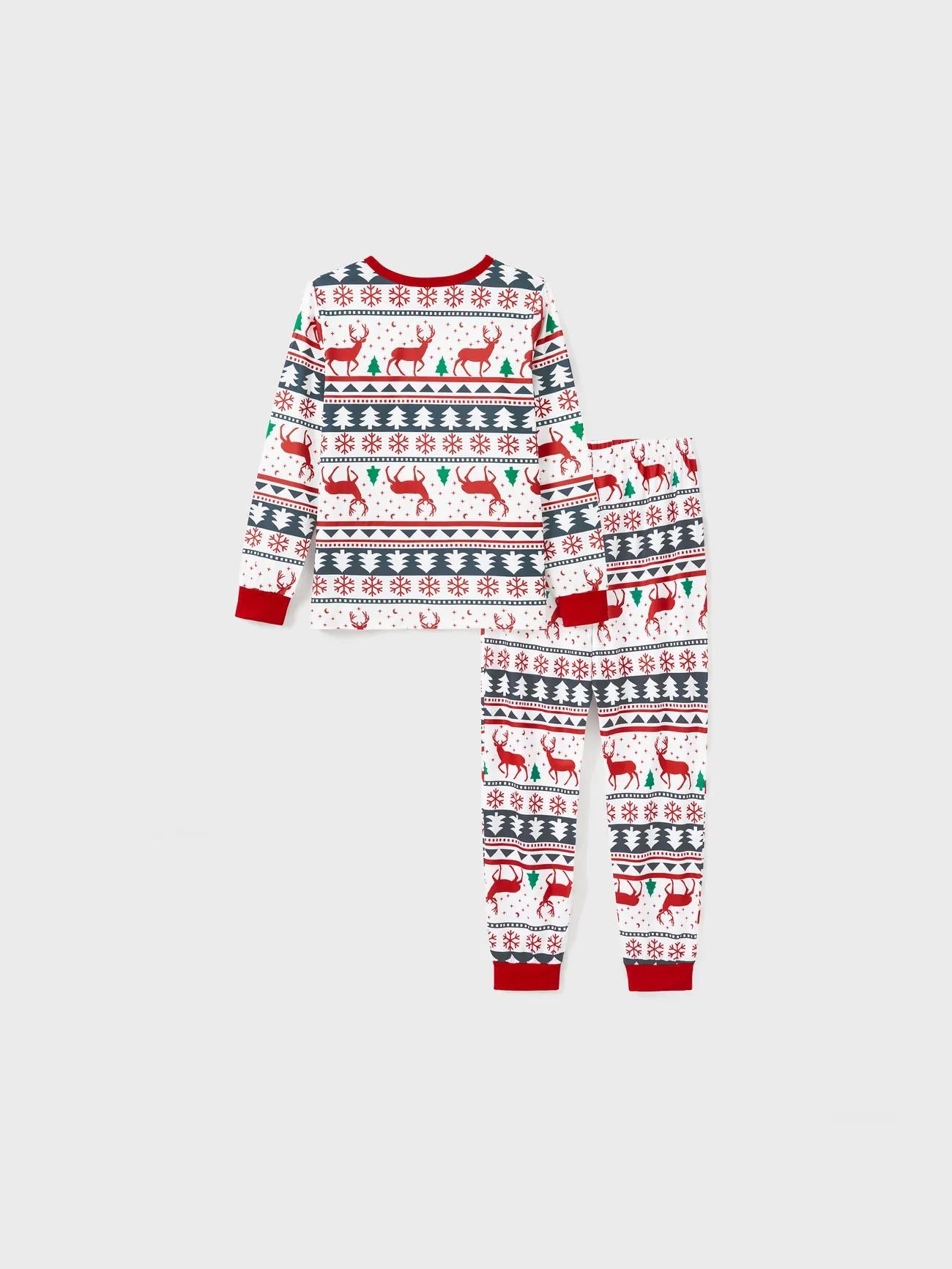 Christmas Family Matching Reindeer Print Long Sleeves Pajama Set Women