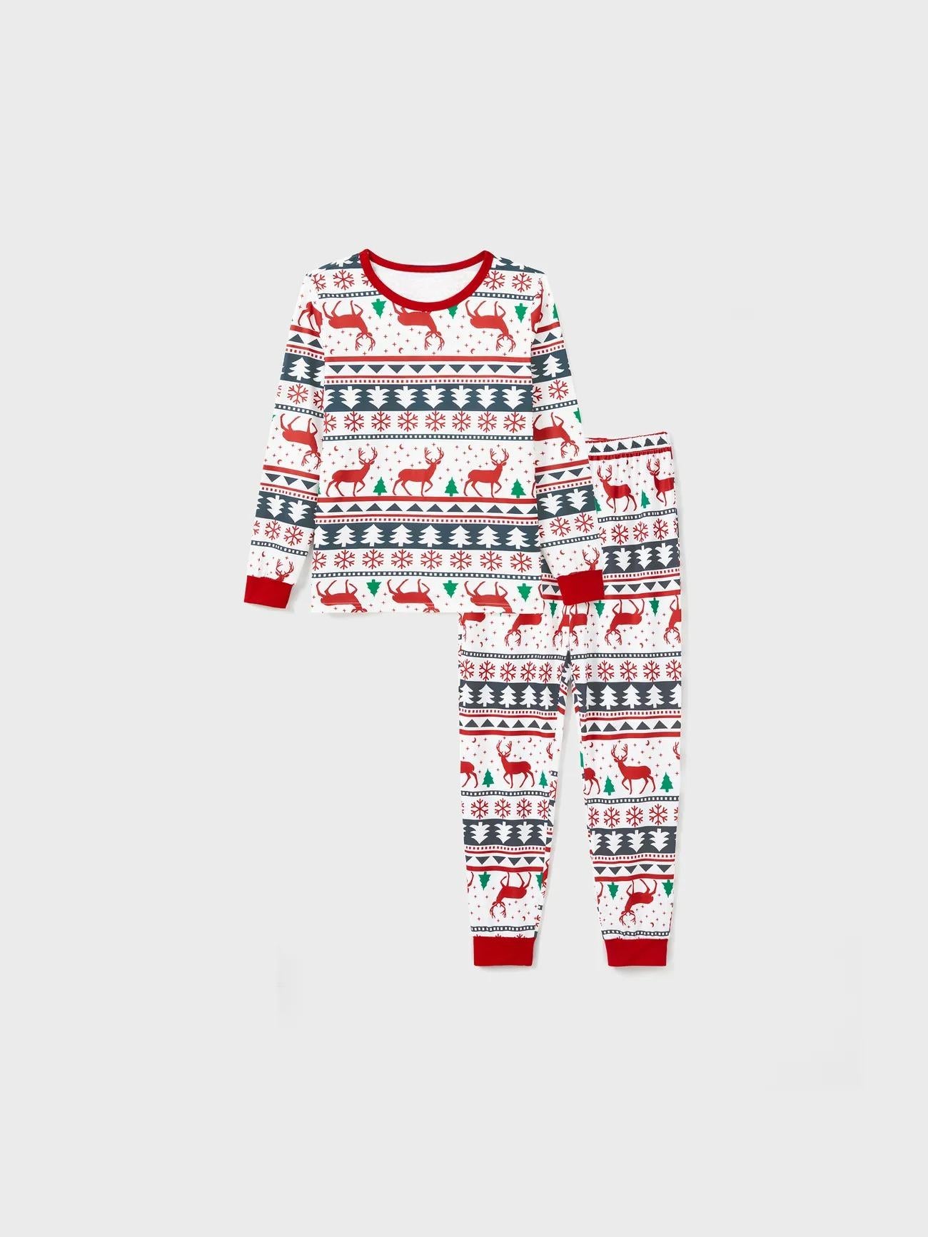 Christmas Family Matching Reindeer Print Long Sleeves Pajama Set Men