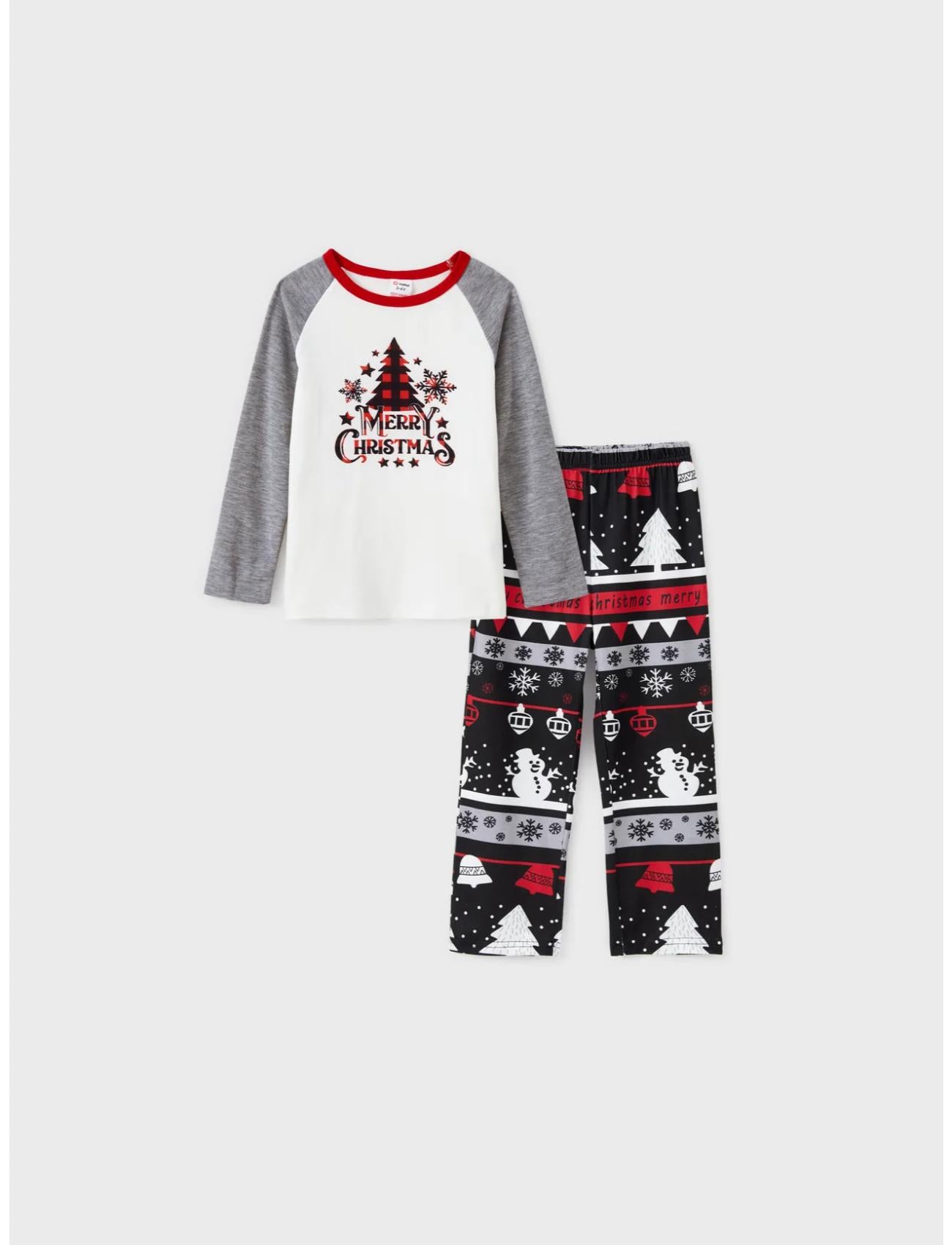 Christmas Tree And Snowflake Print Family Matching Pajama Sets Kids