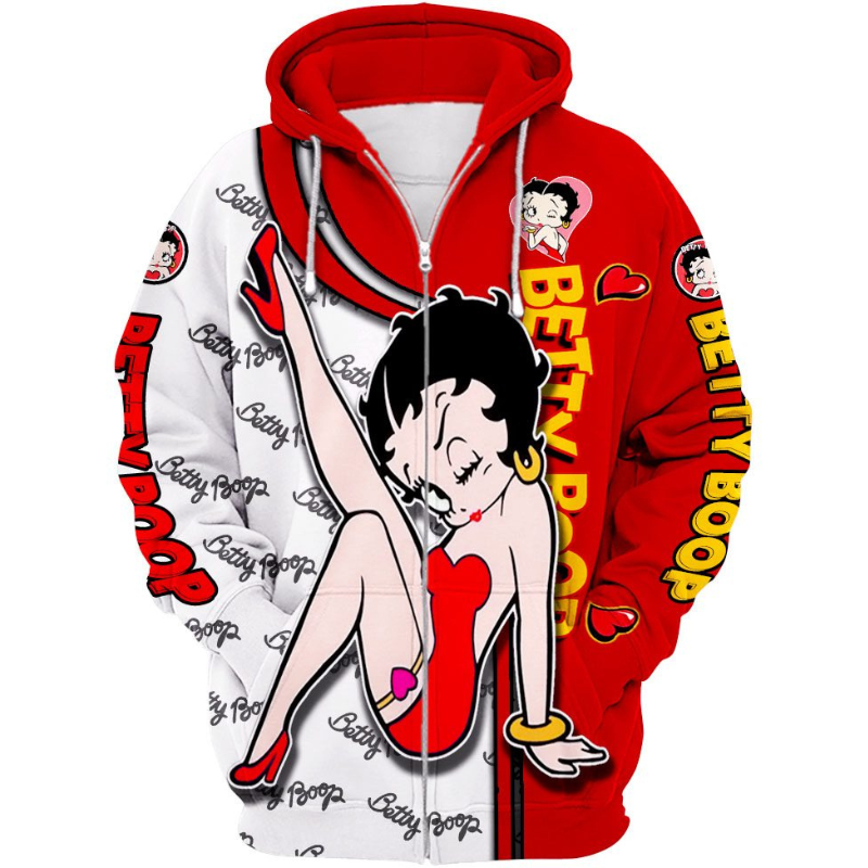 Betty Boop Pattern Hoodie And Leggings Set Zipper Hoodies