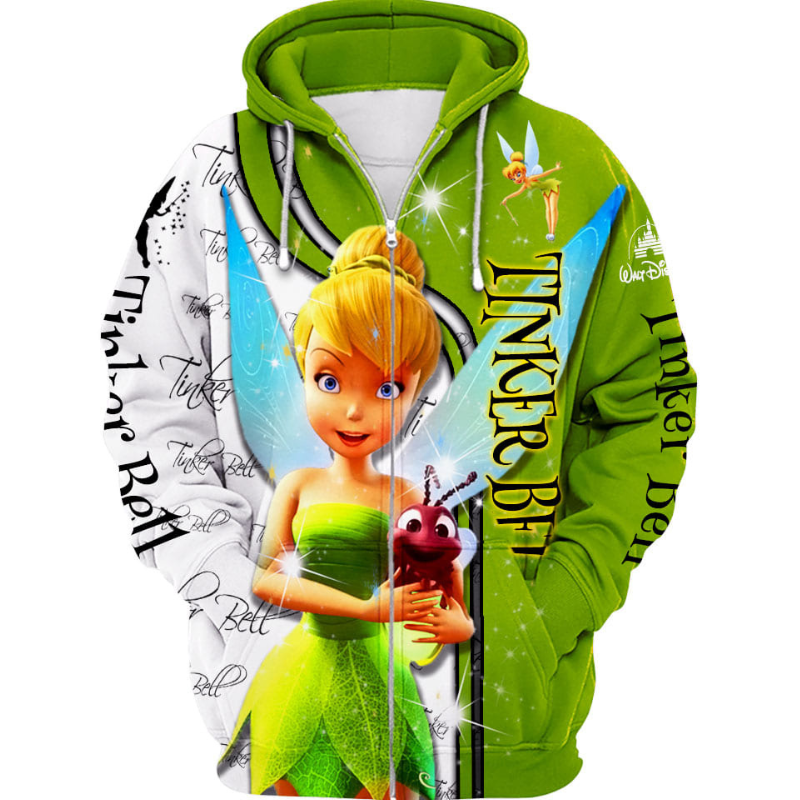 Tinker Bell Pattern Hoodie And Leggings Set Zipper Hoodies