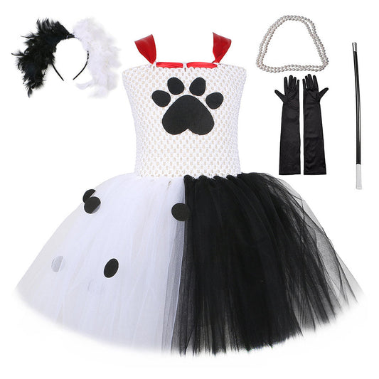 Girls Cruella De Vil Cosplay Costume