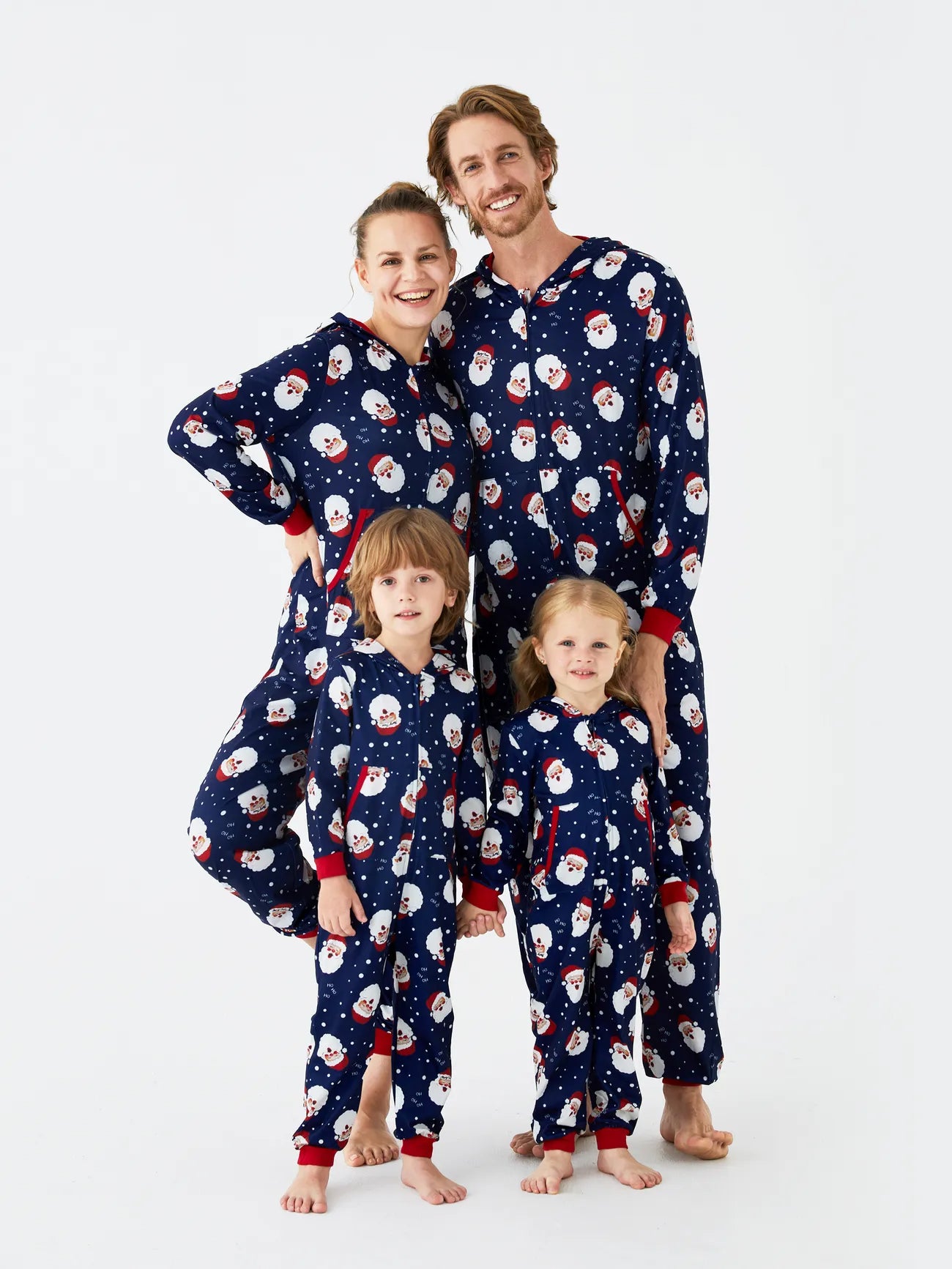 Santa Printed Family Matching Hooded Pajama Set Woman S