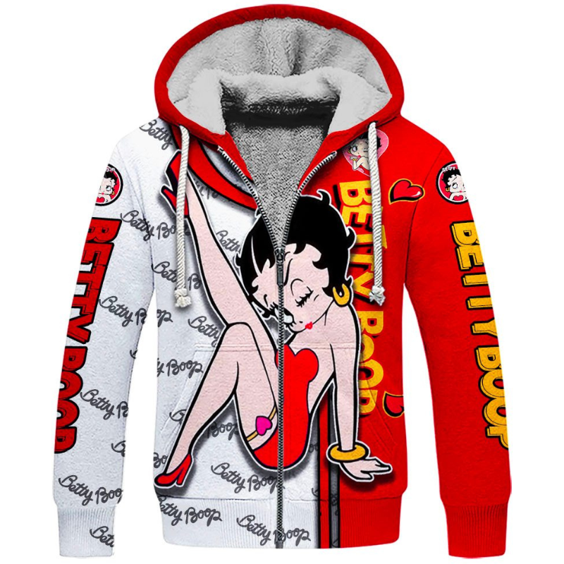 Betty Boop Pattern Hoodie And Leggings Set Fleece Zipper Hoodies