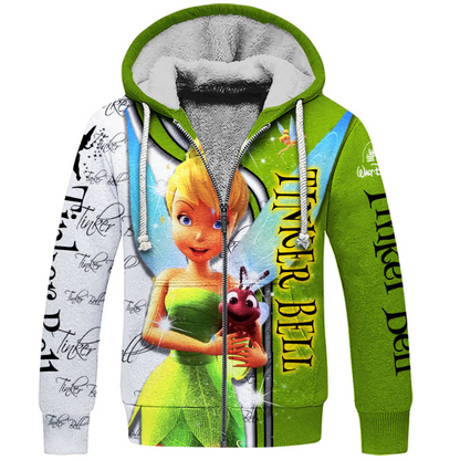 Tinker Bell Pattern Hoodie And Leggings Set Fleece Zipper Hoodies