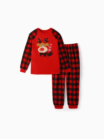 Christmas Reindeer Embroidered Family Pajamas Set Men