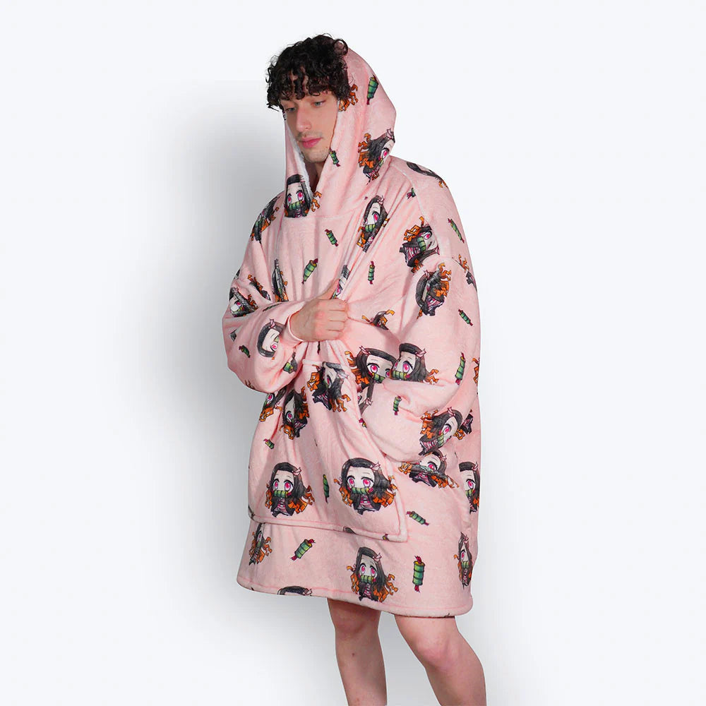 Anime Cozy Blanket Hoodies Pink