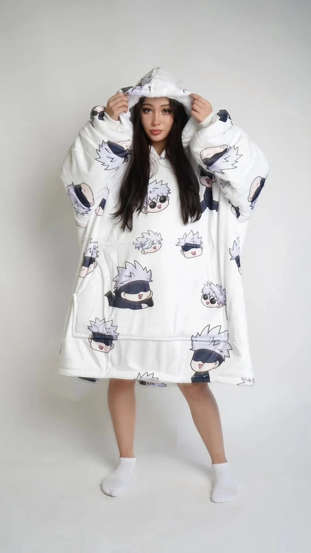 Anime Cozy Blanket Hoodies White