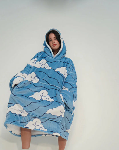 Anime Cozy Blanket Hoodies Blue