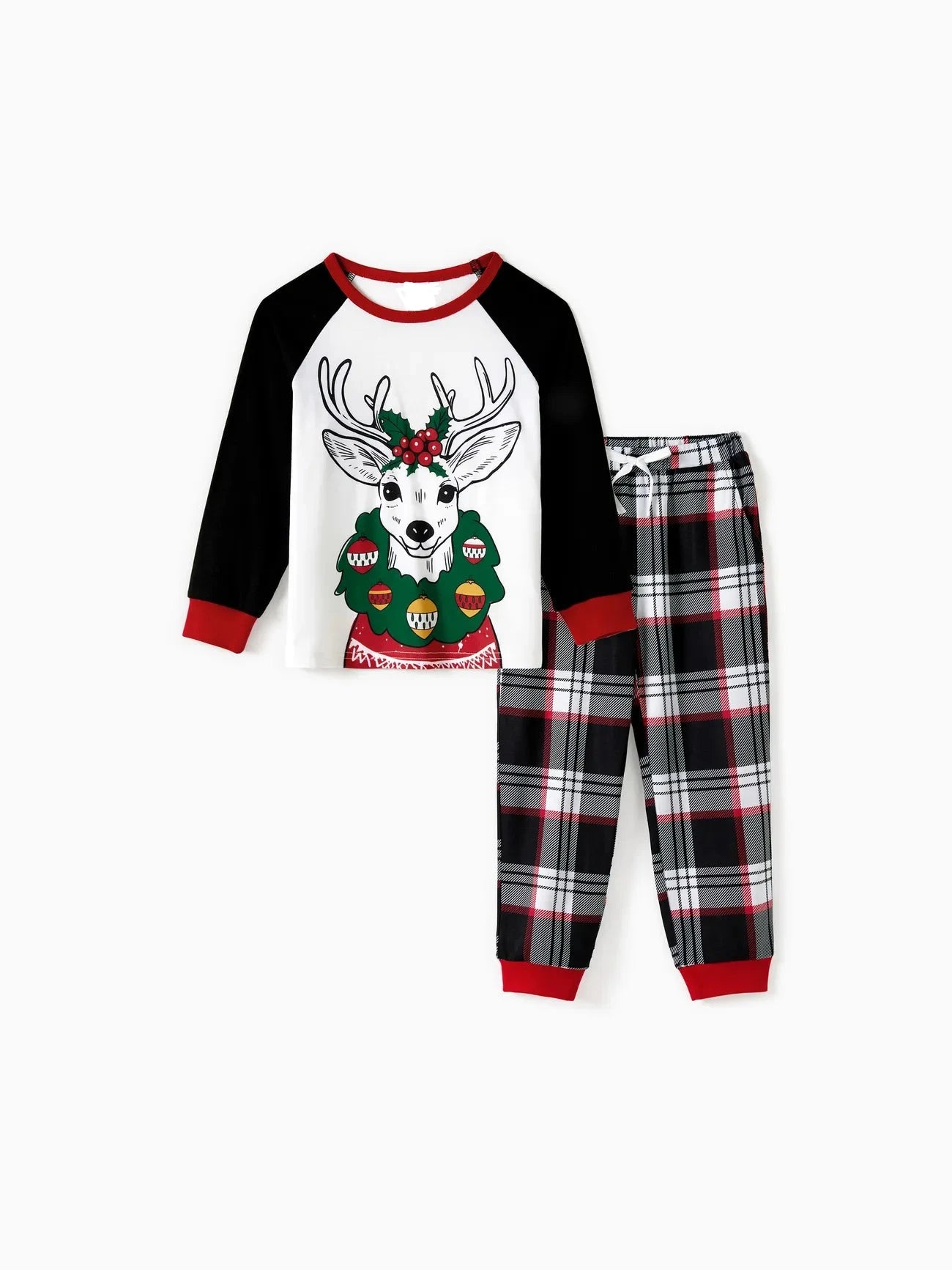 Christmas Reindeer Patterned Family Pajama Set Kids