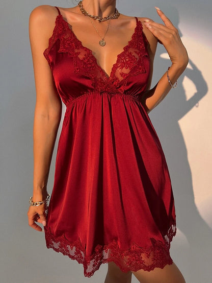 Contrast Lace Satin Slip