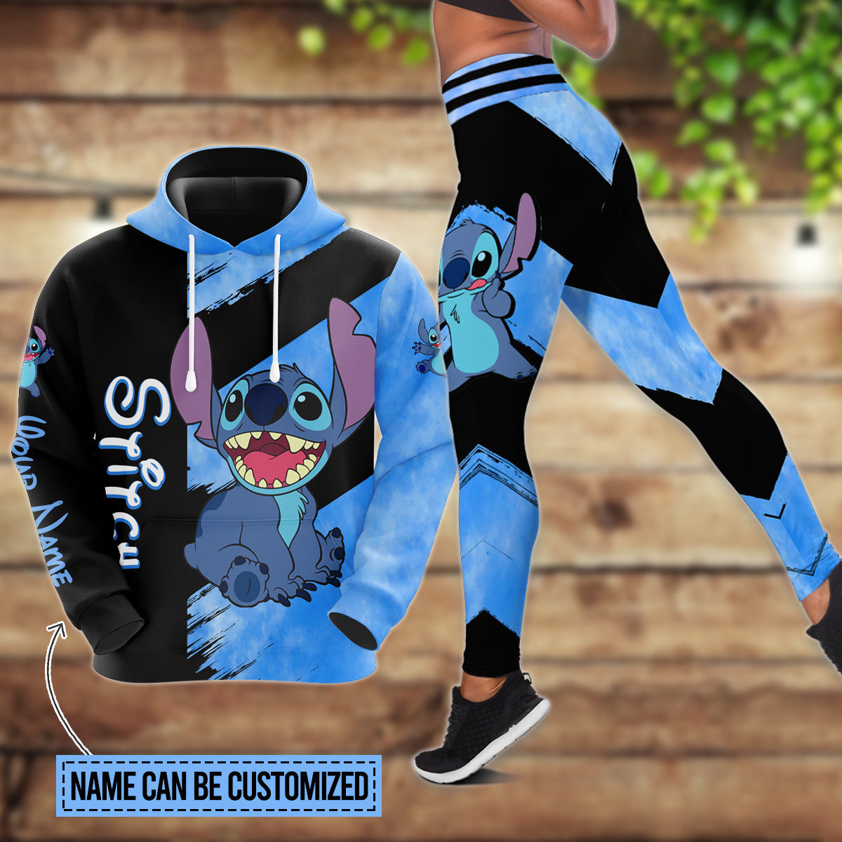 Custom Name Stitch Pattern Themed Hoodie And Leggings Set Hoodie And Leggings Set