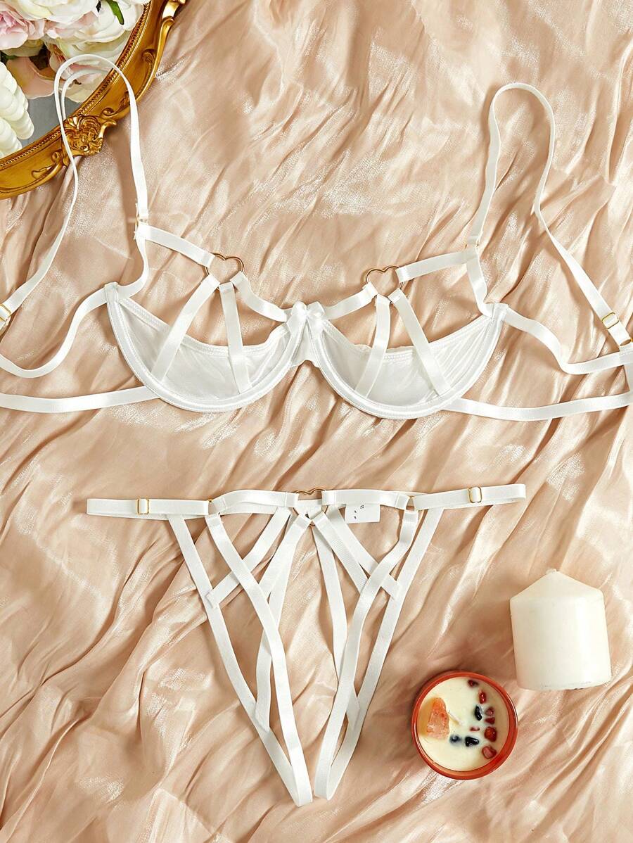 Two Pieces Underwire Lingerie Set White