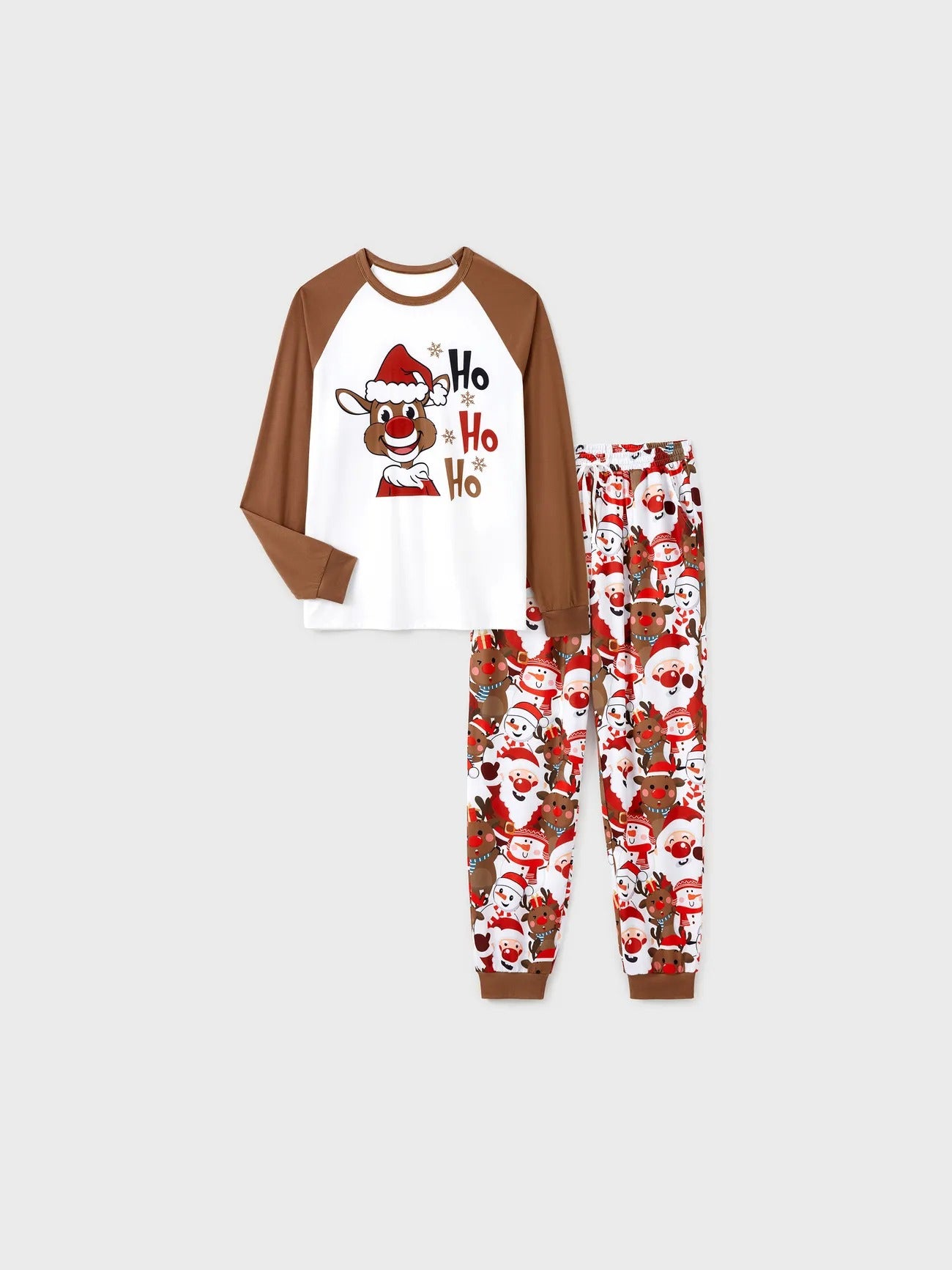 Christmas Family Matching Reindeer Print Raglan Sleeve Pajamas Sets