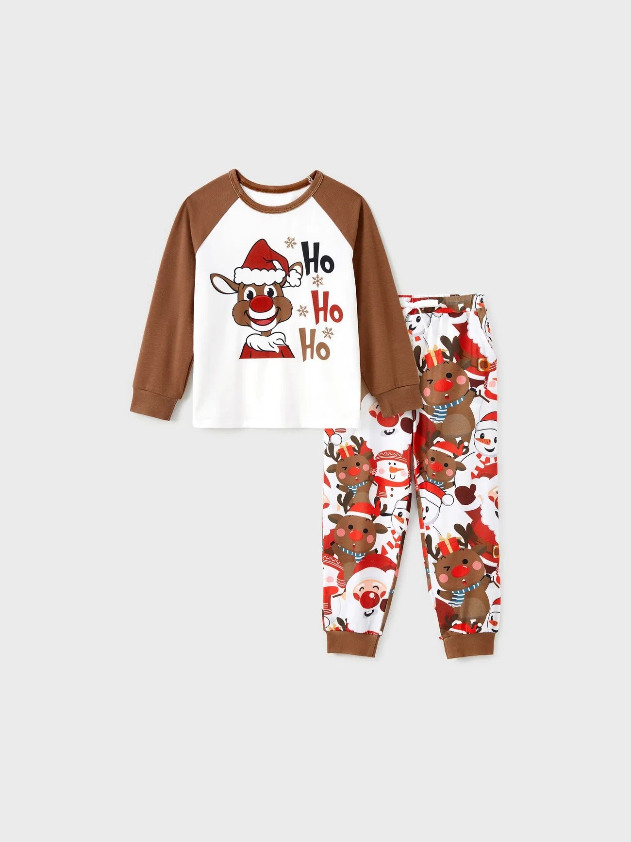 Christmas Family Matching Reindeer Print Raglan Sleeve Pajamas Sets