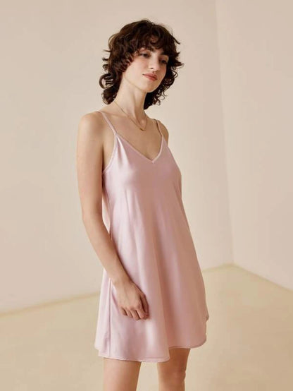 Elegant Sleeveless Satin Nightgowns Pink