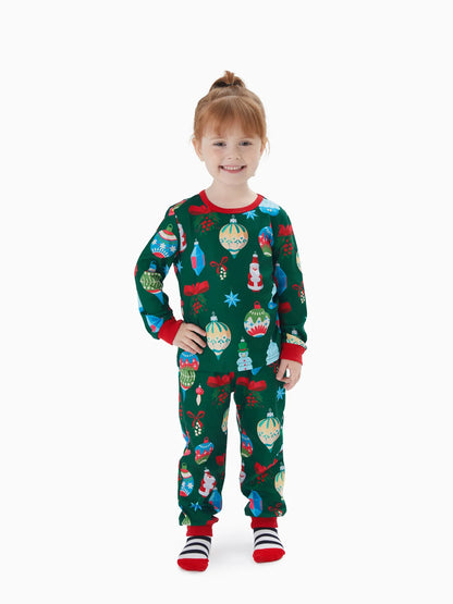 Festive Ornament Print Family Matching Pajama Set Kids