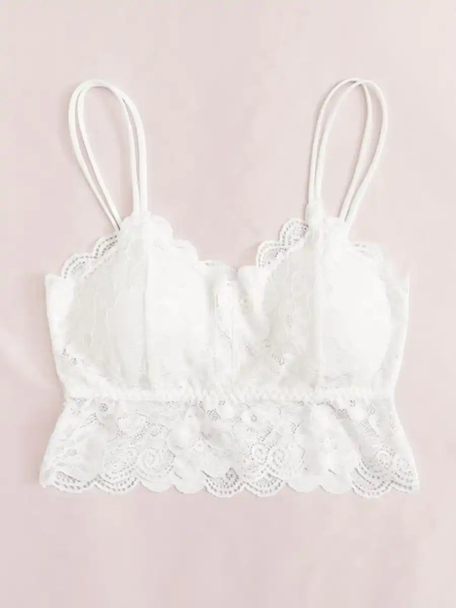 Floral Lace Bralette White