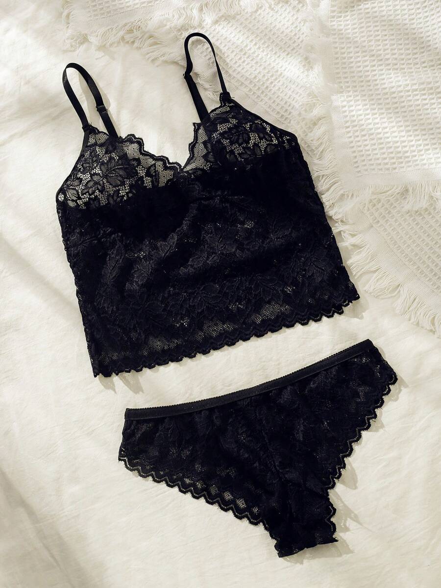 Floral Lace Longline Lingerie Set