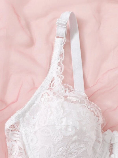 Floral Lace Pattern Underwire Bra