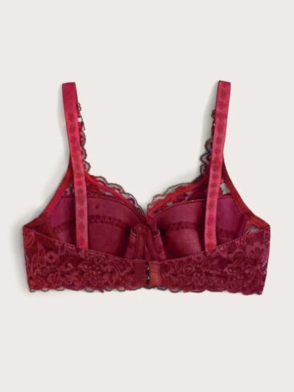 Floral Lace Pattern Underwire Bra