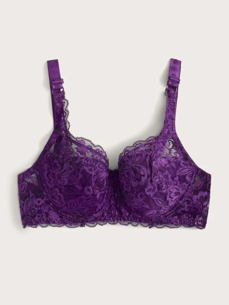 Floral Lace Pattern Underwire Bra