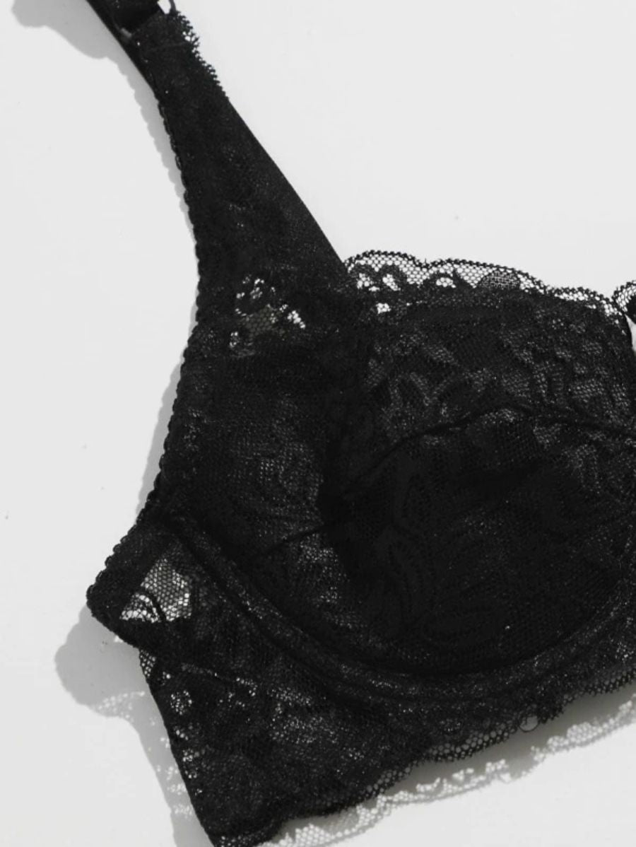 Floral Lace Pattern Underwire Bra