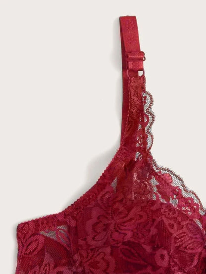 Floral Lace Pattern Underwire Bra