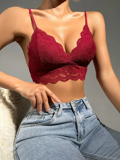 Floral Lace Scallop Trim Bralette