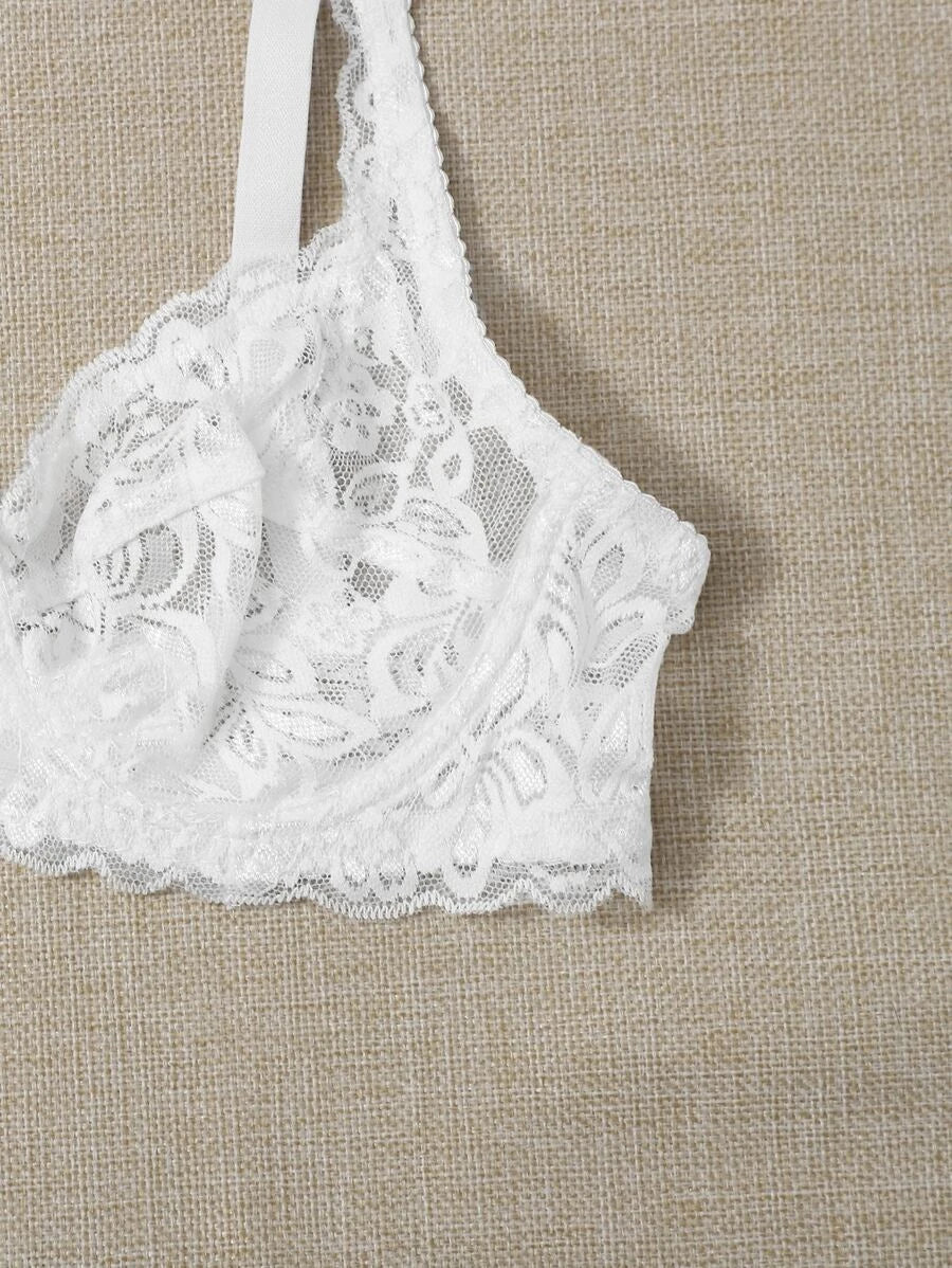 Floral Lace Sheer Underwire Bra