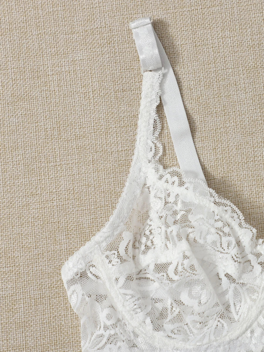 Floral Lace Sheer Underwire Bra