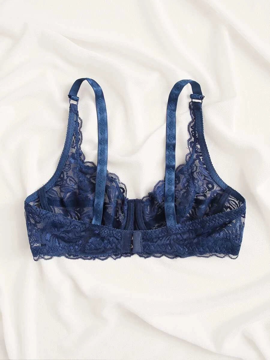 Floral Lace Sheer Underwire Bra