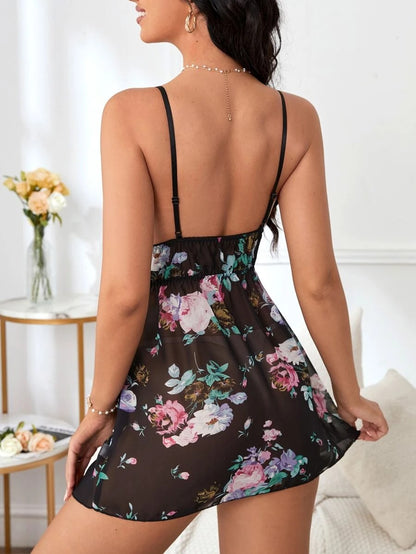 Floral Print Chiffon Cami Nightdress