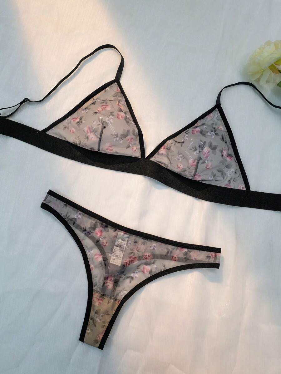 Floral Print Lingerie Set