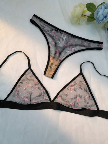 Floral Print Lingerie Set