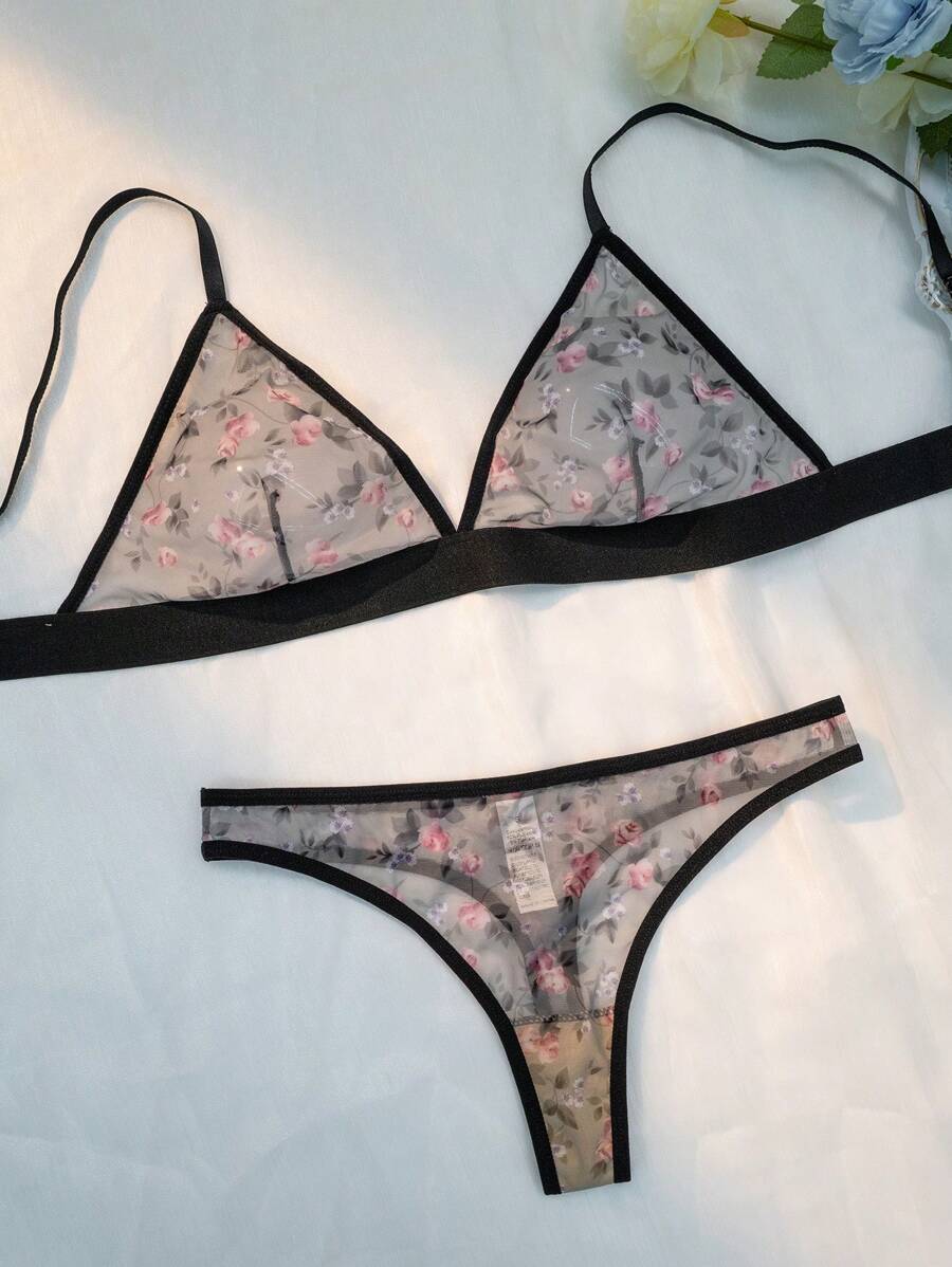 Floral Print Lingerie Set