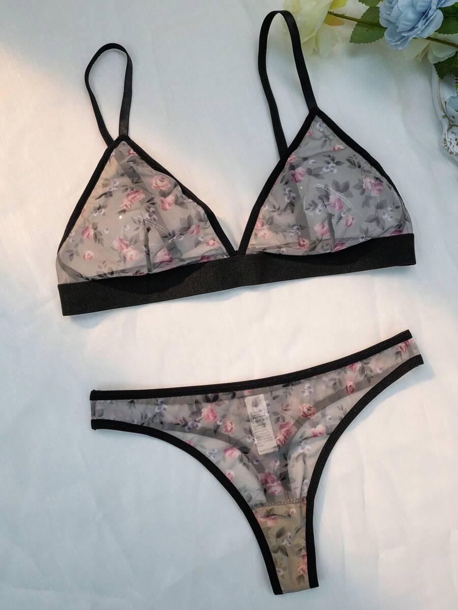 Floral Print Lingerie Set