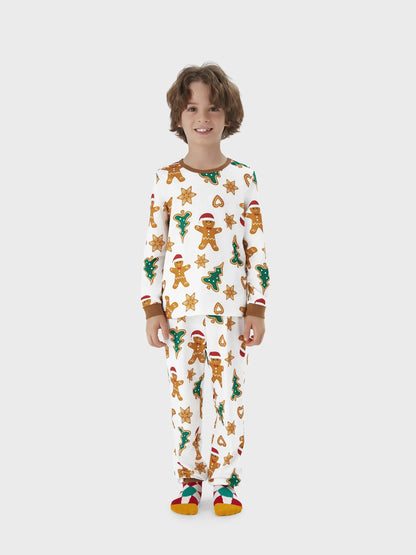 Gingerbread Printed Family Matching Pajama Set Kids