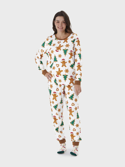 Gingerbread Printed Family Matching Pajama Set Women