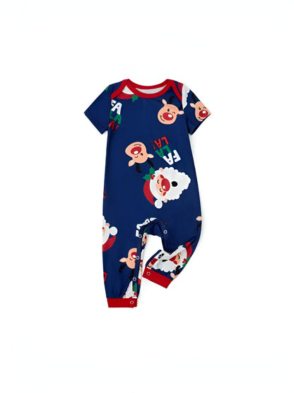 Jolly Santa And Reindeer Family Matching Pajama Set Baby