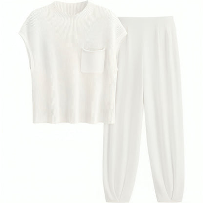 Knitted Sweatsuit Set White