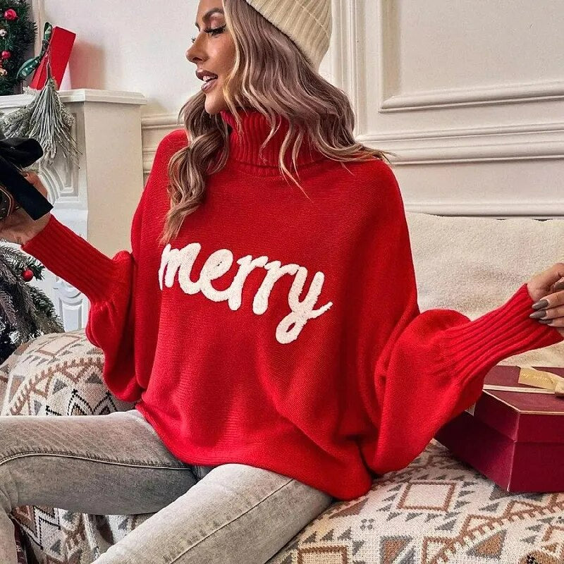 Merry Printed Long Sleeve Christmas Sweater