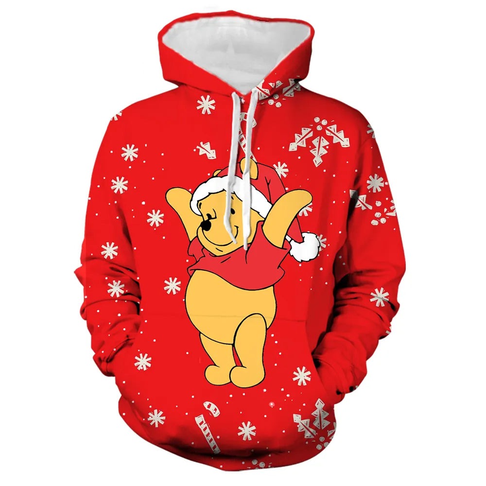 Winnie Cartoon Print Christmas Hoodies Style 3