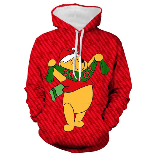 Winnie Cartoon Print Christmas Hoodies Style 1