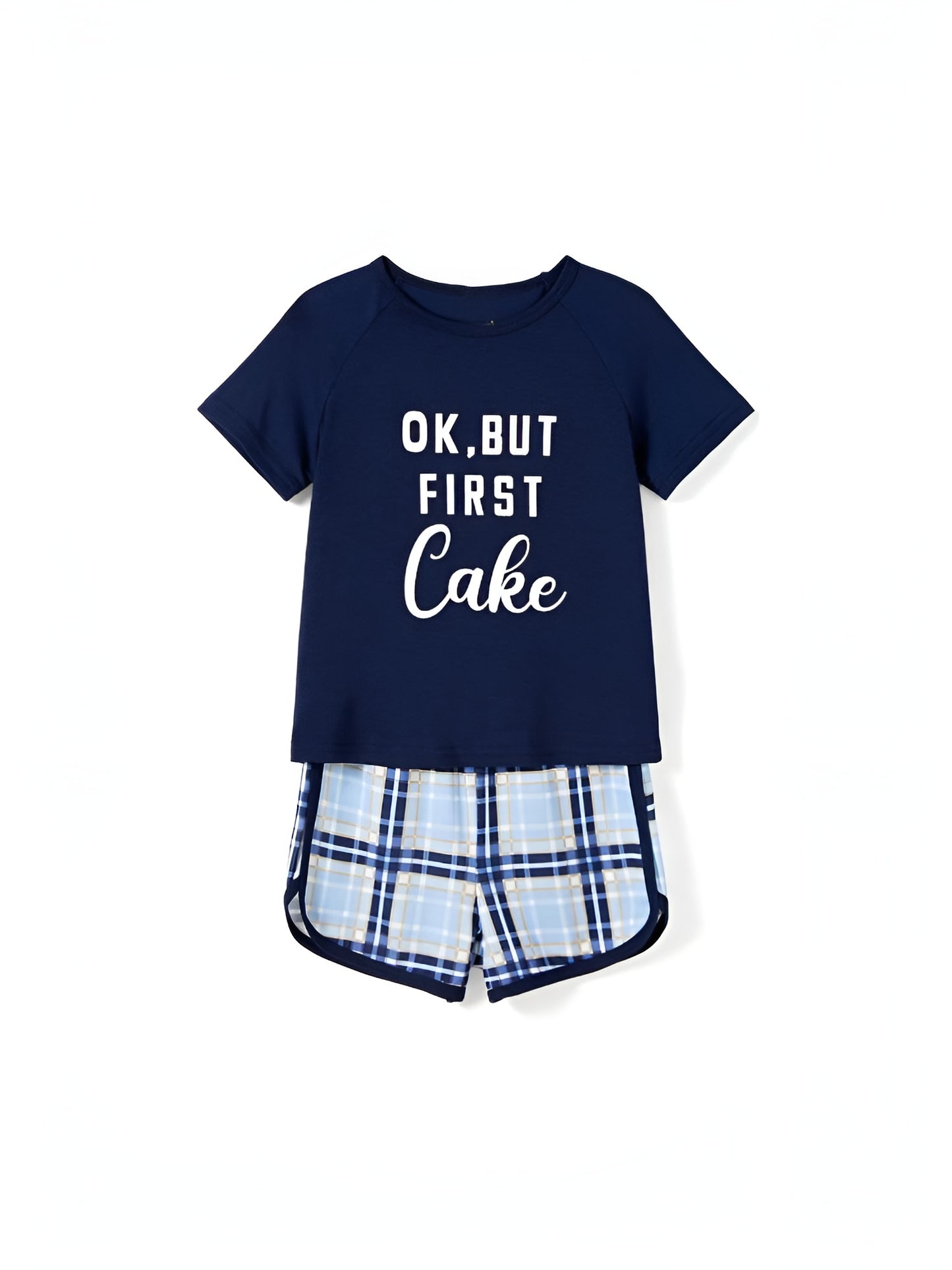 Ok But First Coffee Letter Print Family Matching Shorts Set Kids